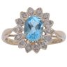 9ct Yellow Gold 0.12ct Diamond and Blue Topaz Cluster Ring