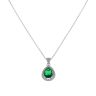 Silver Cubic Zirconia and Green Gemstone Cluster Pendant and Chain 18" By Icesia