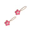 14ct Yellow Gold Child's Cubic Zirconia & Pink Enamel Flower Earrings