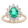 9ct Yellow Gold 0.75ct Brilliant Cut Lab Grown Diamond And Created Emerald Cluster Ring