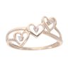 9ct Yellow Gold Triple Heart Diamond Ring