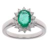18ct White Gold 0.38ct Brilliant Cut Diamond and Emerald Cluster Ring