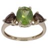 9ct Yellow Gold Smoky Quartz and Peridot Three Stone Ring
