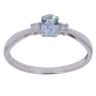 9ct White Gold 0.05ct Brilliant Cut Diamond and Aquamarine Solitaire Ring