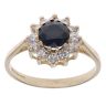 9ct Yellow Gold Sapphire and Cubic Zirconia Cluster Ring