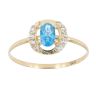 14ct Yellow Gold Cubic Zirconia Blue Gemstone Ring