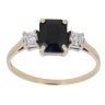 9ct Yellow Gold Sapphire and Cubic Zirconia Three Stone Ring