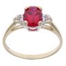 9ct Yellow Gold 0.02ct Diamond and Created Ruby Three Stone Ring