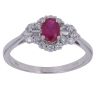 18ct White Gold 0.40ct Brilliant and Baguette Cut Diamond and Ruby Cluster Ring