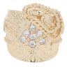 9ct Yellow Gold Cubic Zirconia Patterned Saddle Ring