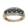 9ct Yellow Gold 0.17ct Brilliant Cut Diamond and Sapphire Three Row Ring