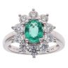 18ct White Gold 1.32ct Brilliant Cut Diamond and Emerald Cluster Ring