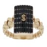 14ct Yellow Gold Monaco Classic Black Baguette Link Cubic Zirconia Signet Ring