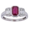 18ct White Gold 1.00ct Emerald Cut Diamond And Ruby Ring