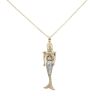 9ct Yellow and White Gold Cubic Zirconia Mermaid Pendant and Belcher Chain 30"