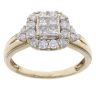 9ct Yellow Gold 1.00ct Brilliant and Princess Cut Diamond Cluster Ring