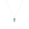 Silver Platinum Plated Cushion Cut Swiss Blue Topaz Diamond Halo Pendant Necklace