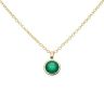 925 Sterling Silver Gold Plated Green Onyx Solitaire Pendant And Chain 18"