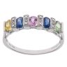 14ct White Gold 0.05ct Diamond and Multi Gemstone Five Stone Ring