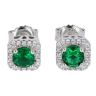 Silver Cubic Zirconia And Green Gemstone Square Cluster Stud Earrings by Icesia