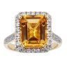 9ct Yellow Gold Citrine and Diamond Halo Ring