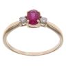 9ct Yellow Gold 0.10ct Diamond and Ruby Three Stone Ring