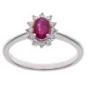 18ct White Gold 0.16ct Diamond and Ruby Cluster Ring
