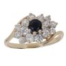 9ct Yellow Gold Sapphire and Cubic Zirconia Cluster Ring
