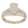 9ct Yellow Gold 0.05ct Diamond and Opal Single Stone Ring
