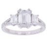 9ct White Gold 1.80ct Emerald and Brilliant Cut Lab Grown Diamond Trilogy Ring