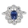 Platinum 0.85cts Diamond And Sapphire Oval Ring