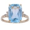9ct Yellow Gold 0.03ct Diamond and Blue Topaz Solitaire Ring