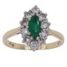 18ct Yellow Gold 0.65ct Brilliant Cut Diamond and Emerald Cluster Ring