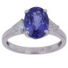 18ct White Gold 0.25ct Trillion Cut Diamond and Tanzanite Three Stone Ring