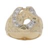 9ct Yellow Gold Cubic Zirconia Patterned Horseshoe Ring