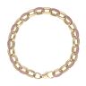 9ct Yellow Gold Pink Gemstone Belcher Bracelet 7"