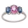 9ct White Gold Pink and Blue Sapphire Three Stone Ring