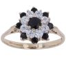 9ct Yellow Gold Sapphire and Cubic Zirconia Cluster Ring