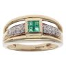 9ct Yellow Gold 0.07ct Diamond and Emerald Cluster Ring