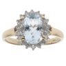 9ct Yellow Gold Aquamarine And Cubic Zirconia Cluster Ring