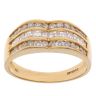18ct Yellow Gold 1.00ct Brilliant and Princess Cut Diamond Three Row Ring