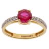 22ct Yellow Gold Cubic Zirconia and Red Gemstone Ring