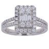 Platinum 0.75ct Brilliant and Baguette Cut Diamond Cluster Ring