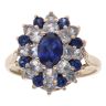 9ct Yellow Gold Blue and White Gemstone Cluster Ring