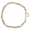 14ct Yellow And White Gold Greek Key And Byzantine Bracelet 8"
