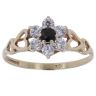 9ct Yellow Gold Cubic Zirconia and Sapphire Cluster Ring