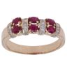 14ct Yellow Gold 0.15ct Diamond and Ruby Two Row Ring