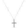 9ct White Gold Cubic Zirconia Cross Pendant and Chain 18"
