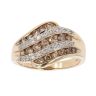9ct Yellow Gold 0.60ct Brilliant Cut Brown And White Diamond Crossover Ring