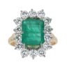 18ct Yellow Gold 1.50ct Brilliant Cut Diamond and Emerald Cluster Ring